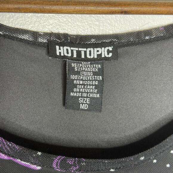 Hot Topic Dress Goth Medium Black Purple Mesh Celestial Space Sun Moon Stars - Picture 3 of 7